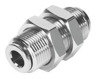 npqm-h-q6-e-p10 Festo NPQM Series Bulkhead Tube-to-Tube Adaptor, Push In 6 mm to Push In 6 mm, Tube-to-Tube Connection Style, 558807