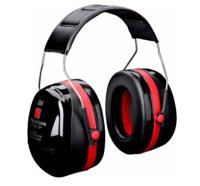 h540b-412 3M PELTOR Optime III Ear Defender with Neckband, 34dB, Black, Red