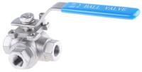 499-1938 RS PRO Stainless Steel T Port, 3 Way, Ball Valve, Threaded, BSPP 3/8in, 68bar Operating Pressure