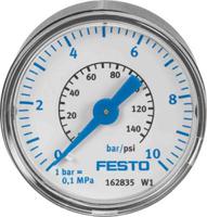 ma-50-10-14-en Festo G 1/4 Analogue Pressure Gauge 10bar Back Entry 50mm Outside Diameter