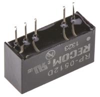 rp-0512d Recom RP DC-DC Converter, ±12V dc/ ±42mA Output, 4.5 → 5.5 V dc Input, 1W, Through Hole, +85°C Max Temp -40°C