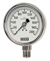 9831988 WIKA Analogue Pressure Gauge 3000psi Bottom Entry 63mm Outside Diameter, UKAS