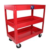 851-7604 RS PRO 3 Shelf Steel Trolley Workshop Tool Trolley, 840 x 405 x 810mm, 50 (Per Level)kg Load