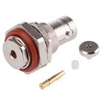 r141324000 Radiall Straight 50Ω Panel Mount BNC Connector, jack, Nickel, Clamp Termination, RG179, RG187, RG188, RG316