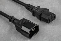 123-0960 RS PRO Straight IEC C13 Socket to Straight IEC C14 Plug Power Cord, 2m