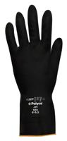 525 Polyco Healthline Jet Black Black Latex Work Gloves, Size 7, Latex Coating