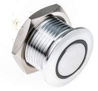 175-8549 RS PRO Illuminated Push Button Switch, Momentary, Panel Mount, 16mm Cutout, SPST, White LED, 36V dc, IP67