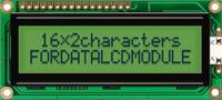 fc1602g01-rnnybw-66se Fordata FC1602G01-RNNYBW-66SE FC Alphanumeric LCD Graphic Display, Green, Yellow on, 2 Rows by 16 Characters, Reflective