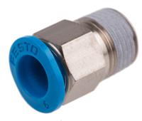 qsm-18-6 Festo QS Series Straight Threaded Adaptor, R 1/8 Male to Push In 6 mm, Threaded-to-Tube Connection Style, 153307