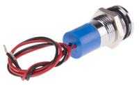 703-8964 RS PRO Blue Panel Mount Indicator, 220V ac, 14mm Mounting Hole Size, Lead Wires Termination, IP67