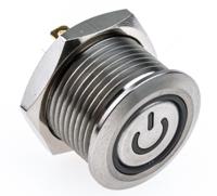 175-9563 RS PRO Illuminated Push Button Switch, Momentary, Panel Mount, 16mm Cutout, SPST, RGB LED, 36V dc, IP67
