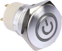 175-9687 RS PRO Illuminated Push Button Switch, Latching, Panel Mount, 16mm Cutout, SPST, Blue LED, 36V dc, IP67