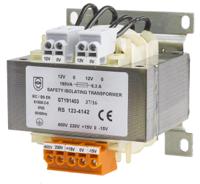 123-4142 RS PRO 160VA DIN Rail Transformer, IEC 61558-2-6, 230 → 400V ac Primary, 12V ac Secondary