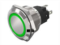 82-61531133 EAO 82 Series Illuminated Push Button Switch, Momentary, Panel Mount, 22.3mm Cutout, SPDT, Green LED, 240V, IP65, IP67