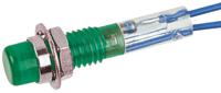 ind515205-125-tgrn CAMDENBOSS Green Neon Panel Mount Indicator, 125V, 6.4mm Mounting Hole Size, Lead Wires Termination