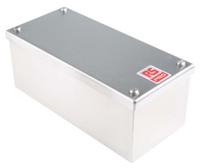121-9695 RS PRO 304 Stainless Steel Satin Rectangular Adaptable Enclosure Box, 100mm x 220mm x 85mm