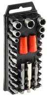 213-1005 RS PRO 30-Piece Metric 1/4 in Standard Socket/Bit Set , 6 point; Hex Bit; Pozidriv Bit; Slotted Bit; Star Bit