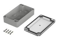 07413084-xm-130804-g-7035 Bopla Euromas X Series Light Grey Polycarbonate Enclosure, IP66, IP68, IK07, Clear Lid, 125 x 75 x 37.2mm