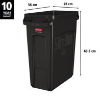 1955959 Rubbermaid Commercial Products Rubbermaid 60L Black Polyethylene Waste Bin