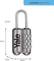yp2231281g Yale1 Combination Combination Padlock, 3mm Shackle, 23mm Body