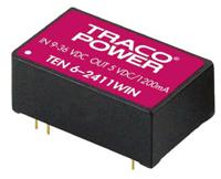 ten-6-2411win-hi TRACOPOWER TEN 6WIN HI DC-DC Converter, 5V dc/ 1.2A Output, 9 → 36 V dc Input, 6W, Through Hole, +85°C Max Temp