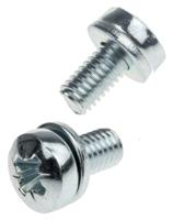 278-950 RS PRO M6 x 12mm Zinc Plated Steel Pan Head Sems Screw, Plain Washer