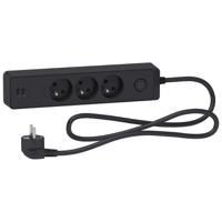 st933u1b Schneider Electric French 2P 3 Gang Trailing Socket, 1.5m Cable, 16A, 250 V