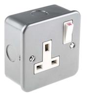 768-3504 RS PRO Grey 1 Gang Plug Socket, 1 Pole Poles, 13A, Type G - British, Indoor Use