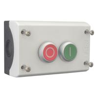 216529-m22-i2-m1 Eaton Momentary Enclosed Push Button - 2NO/2NC, Plastic, 2 Cutouts, Red/Green, O/I, IP67