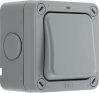 wp12-02 BG Electrical Grey Outdoor Light Switch, 2 Way, 1 Gang, Storm