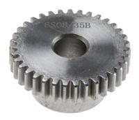878-7884 RS PRO Steel 35 Teeth Spur Gear, 0.8 Module, 8mm Bore Diam, 28mm Pitch Diam, 19mm Hub Diam