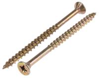 ult110 ULTI-MATE Pozisquare Countersunk Steel Wood Screw, Yellow Passivated, Zinc Plated, 5mm Thread, 80mm Length