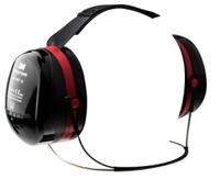 h540b-412 3M PELTOR Optime III Ear Defender with Neckband, 34dB, Black, Red