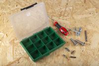 515-568 RS PRO 12 Cell Green PP Compartment Box, 32mm x 175mm x 143mm