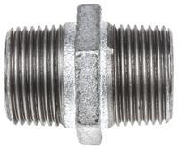 770280206 Georg Fischer Galvanised Malleable Iron Fitting Hexagon Nipple, Male BSPT 1in to Male BSPT 1in