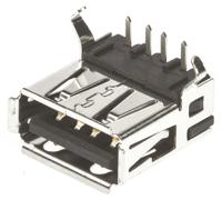 292303-1 TE Connectivity Right Angle, Through Hole, Socket- Single Port Type A 2.0 USB Connector