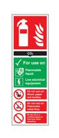 146-394 Polypropylene Fire Safety Sign, Extinguisher For Use On With English Text Self-Adhesive