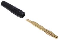 222010-21-221009 Staubli Black Male Banana Plug, 2mm Connector, Solder Termination, 10A, 30 V, 60V dc, Gold, Nickel Plating