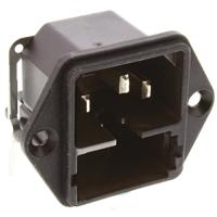 43013201 Schurter C14 Right Angle Panel Mount IEC Connector Male, 10A, 250 V, Fuse Size 5 x 20mm