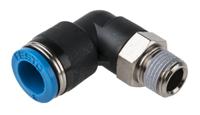 qsl-18-8 Festo QS Series Elbow Threaded Adaptor, R 1/8 Male to Push In 8 mm, Threaded-to-Tube Connection Style, 153048