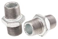 770280204 Georg Fischer Galvanised Malleable Iron Fitting Hexagon Nipple, Male BSPT 1/2in to Male BSPT 1/2in