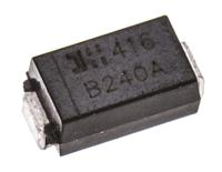 b240a-13-f DiodesZetex 40 V 2 A Diode Schottky 2-Pin DO-214AC B240A-13-F