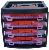 124-6593 RS PRO 64 Cell Black, Red, Transparent Polypropylene, Adjustable Compartment Box, 300mm x 280mm x 320mm