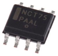 nct75dr2g onsemi Temperature Sensor, Digital Output, Surface Mount, Serial-I2C, SMBus, ±1°C, 8 Pins