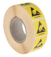 125-2362 RS PRO Yellow Paper ESD Label, Attention-Text 25 mm x 25mm
