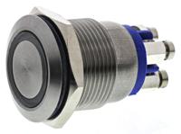 mpi002tebl12 Bulgin MPI002 Series Illuminated Push Button Switch, Momentary, Panel Mount, 19.2mm Cutout, SPST, Blue LED, 24V dc, IP66