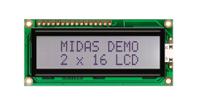 mc21605c6w-fptlwi-v2 Midas MC21605C6W-FPTLWI-V2 Alphanumeric LCD Alphanumeric Display, 2 Rows by 16 Characters