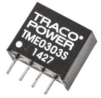 tme-0303s TRACOPOWER TME DC-DC Converter, 3.3V dc/ 260mA Output, 2.7 → 3.3 V dc Input, 1W, Through Hole, +85°C Max Temp