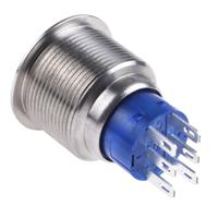 175-9310 RS PRO Push Button Switch, Momentary, Panel Mount, 22.2mm Cutout, DPDT, 250V ac, IP67