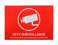 au1313 ABUS Red/White Surveillance Sticker, CCTV Surveillance-Text, English, CCTV, 52.5 mm x 74mm